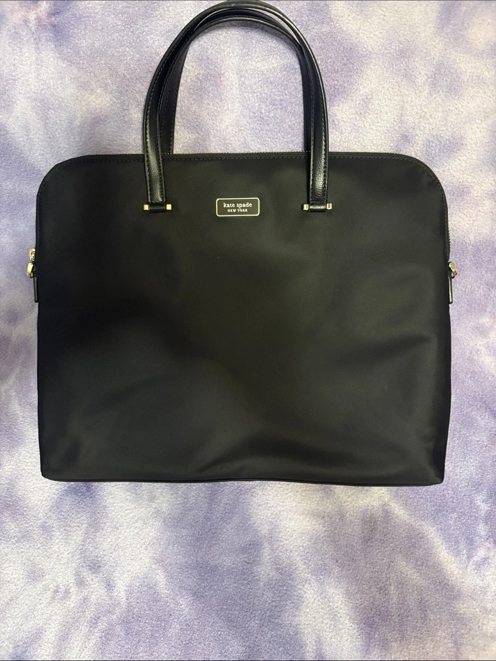 kate spade Black Nylon Laptop Tote with Leather Handles